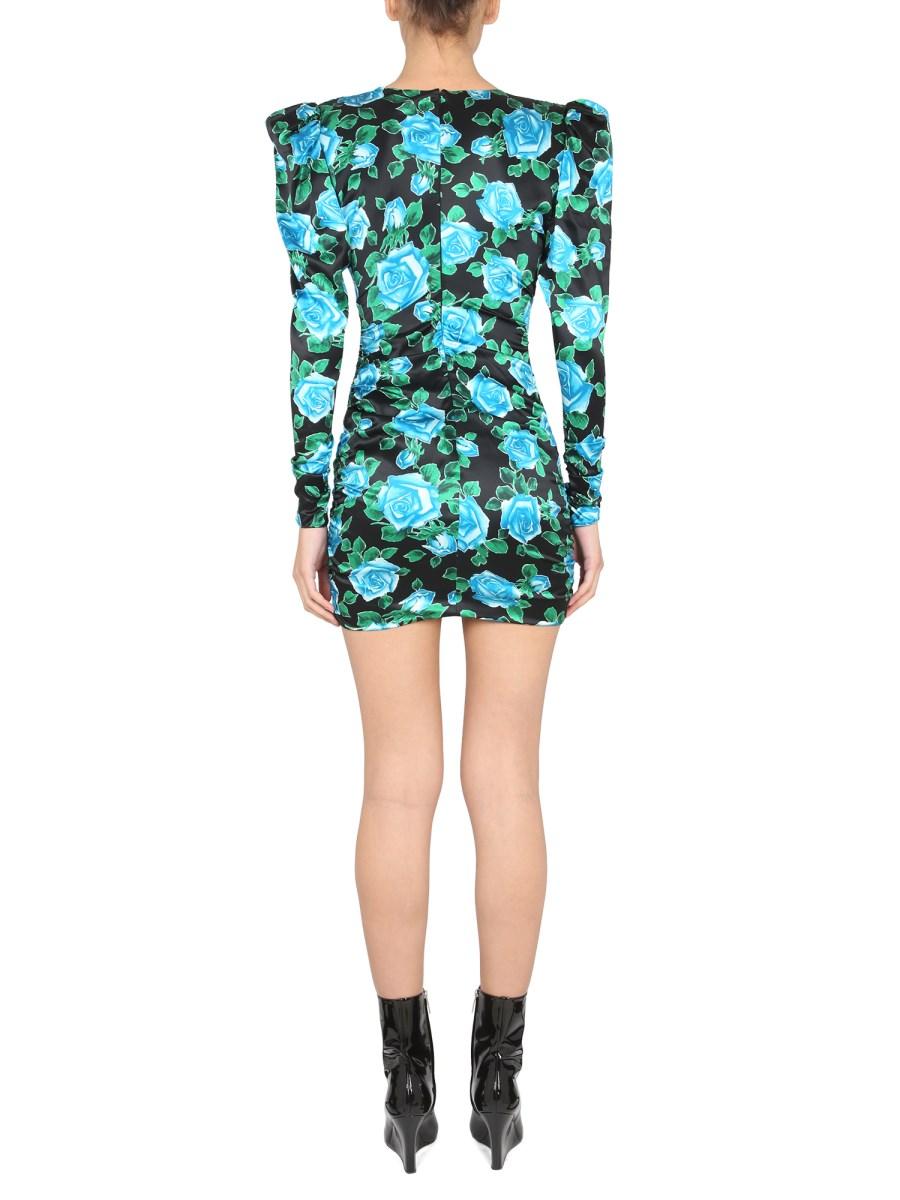 ALESSANDRA RICH ABITO MINI IN SATIN CON MOTIVO FLOREALE