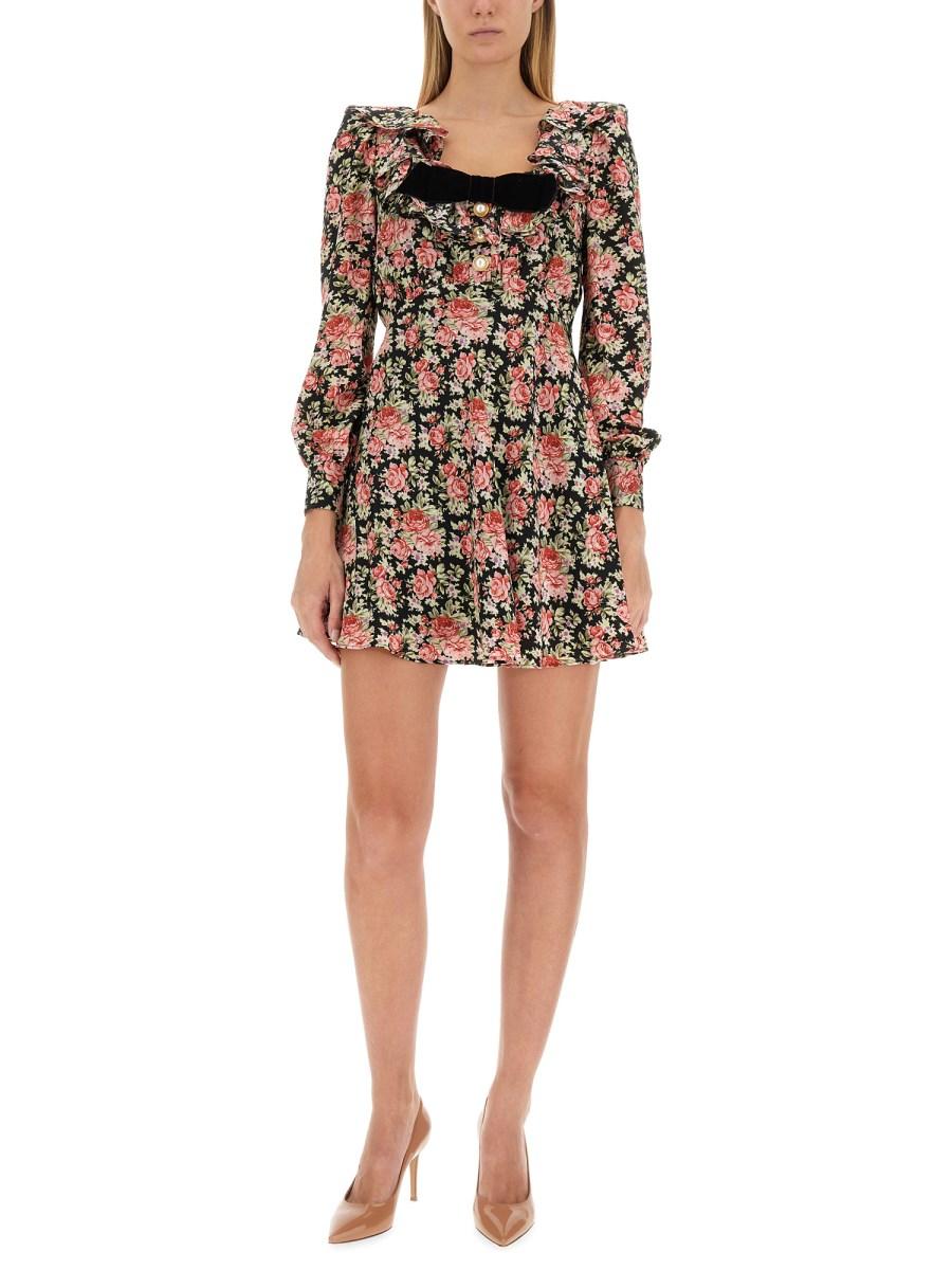 ALESSANDRA RICH ABITO MINI IN SETA CON STAMPA FIORI