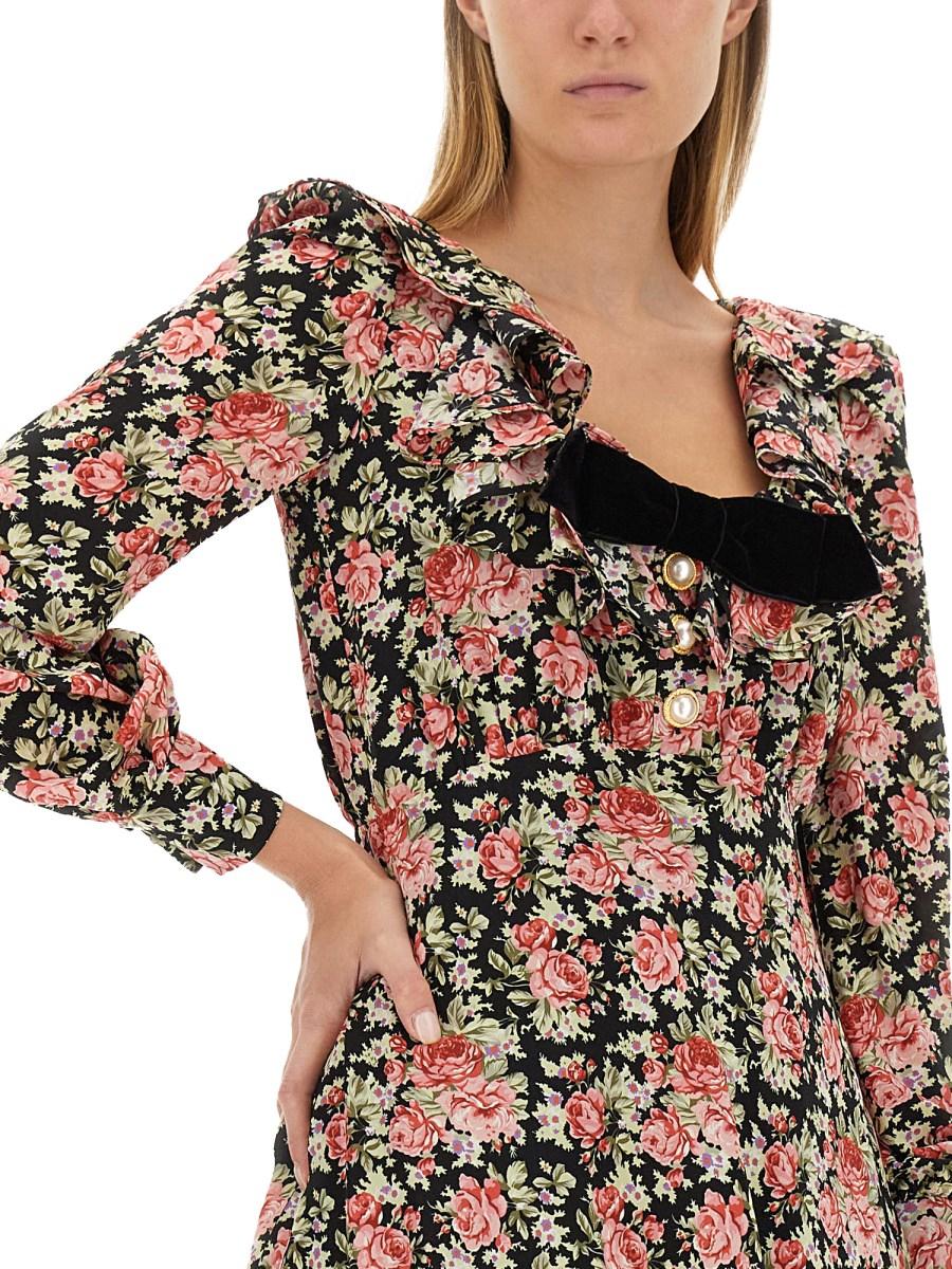 ALESSANDRA RICH ABITO MINI IN SETA CON STAMPA FIORI
