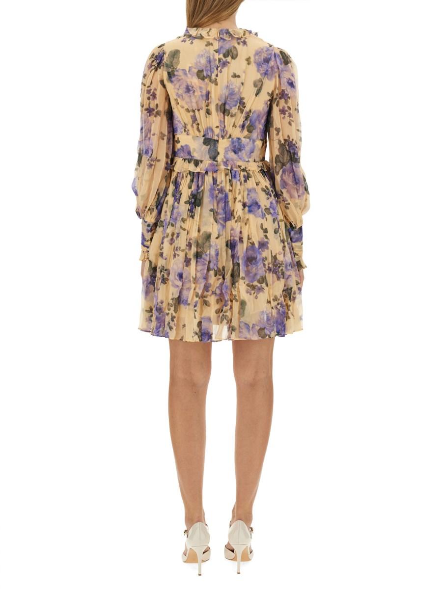 ZIMMERMANN ABITO MINI IN VISCOSA CON STAMPA FLOREALE