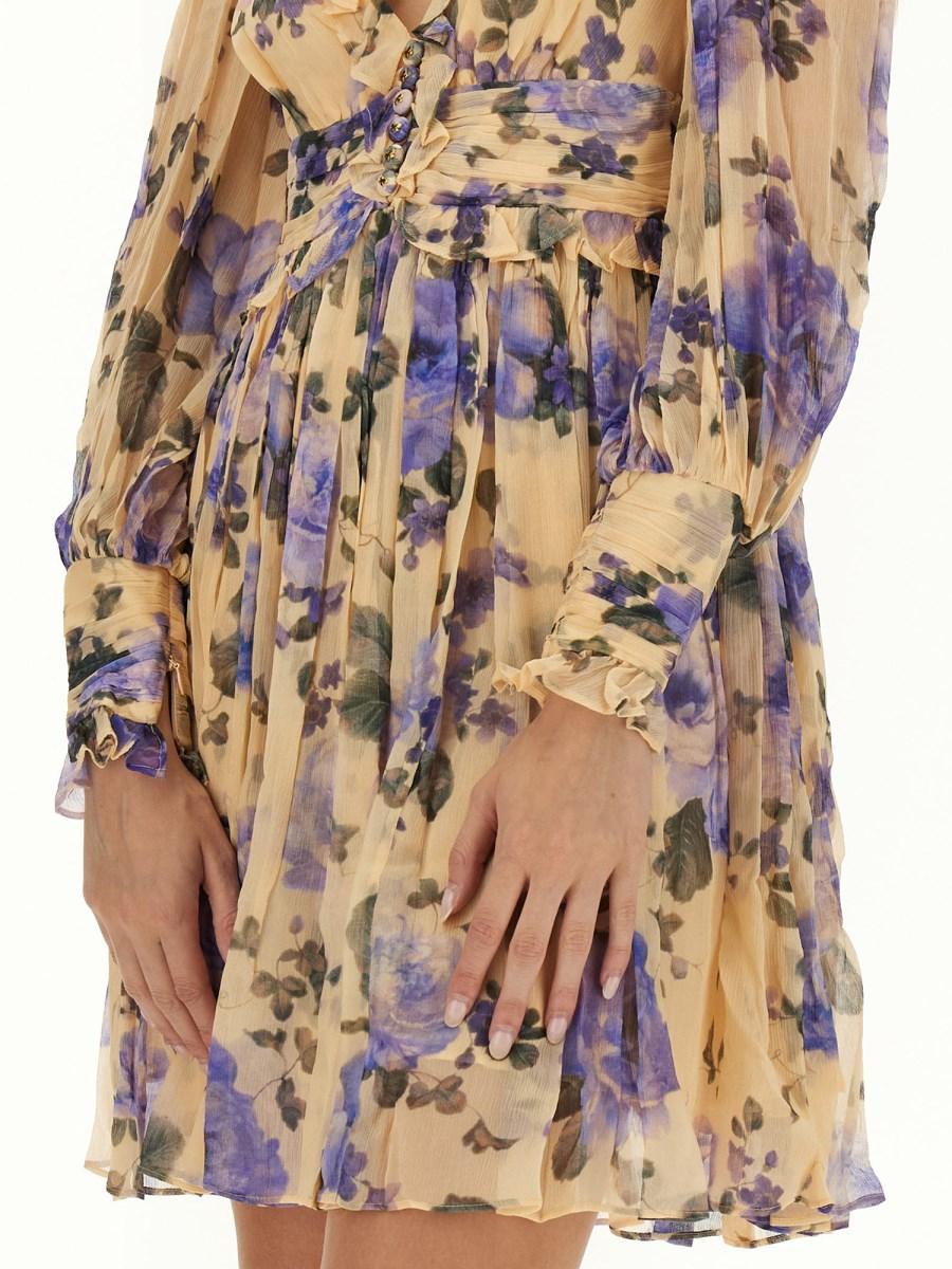 ZIMMERMANN ABITO MINI IN VISCOSA CON STAMPA FLOREALE