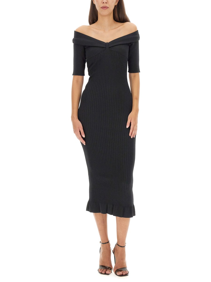PHILOSOPHY DI LORENZO SERAFINI ABITO OFF-THE-SHOULDER IN MAGLIA STRETCH