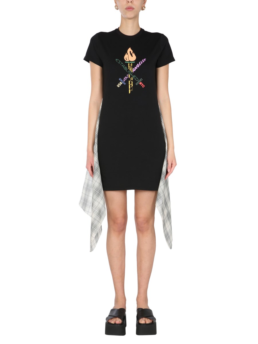 OPENING CEREMONY ABITO T-SHIRT WORD TORCH HYBRID IN JERSEY DI COTONE