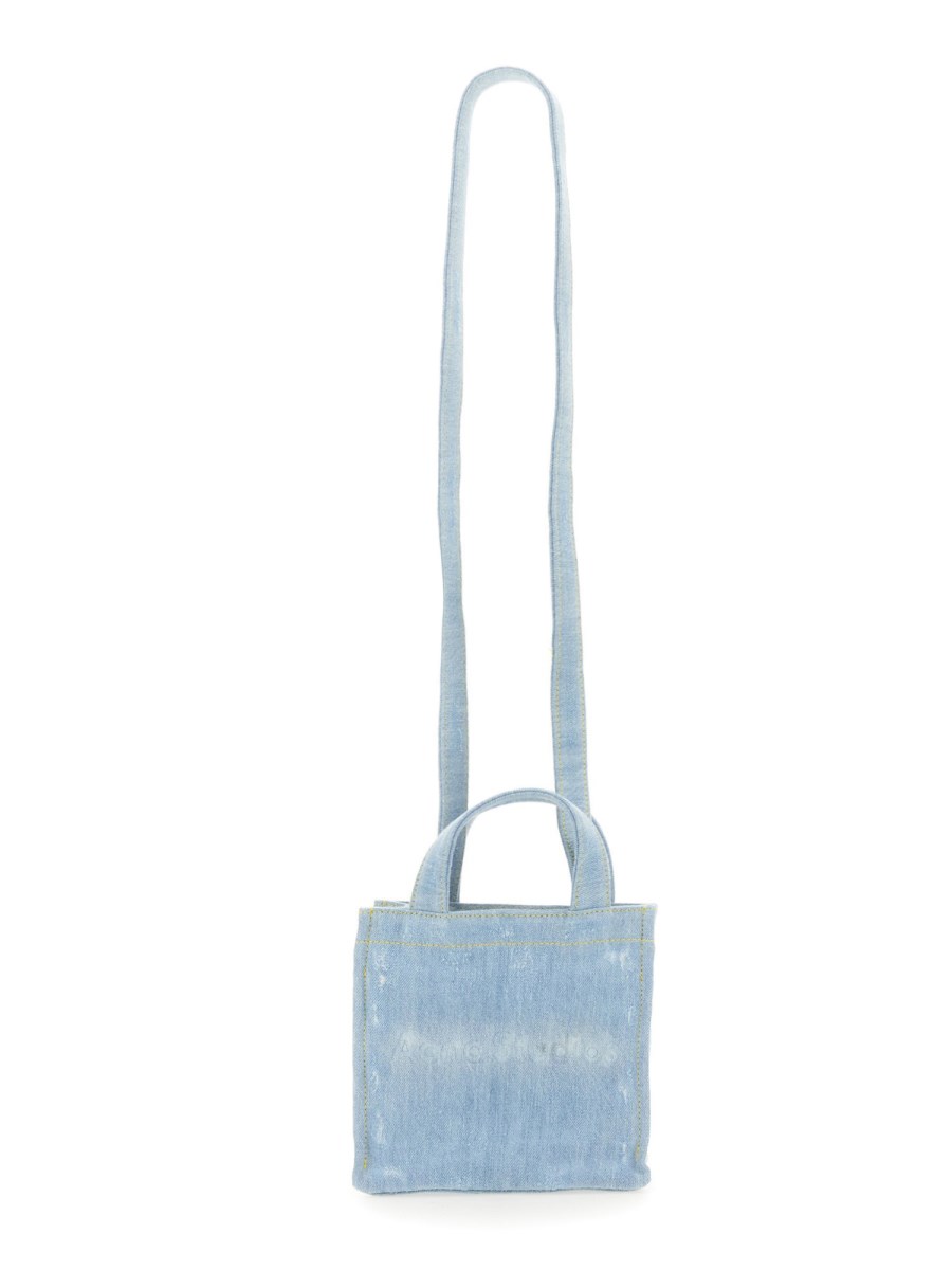 ACNE STUDIOS BORSA SHOPPER MINI IN DENIM CON LOGO
