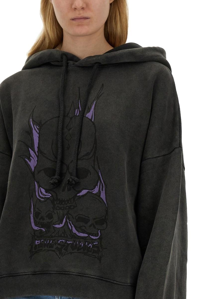 ACNE STUDIOS FELPA IN COTONE CON STAMPA SKULL