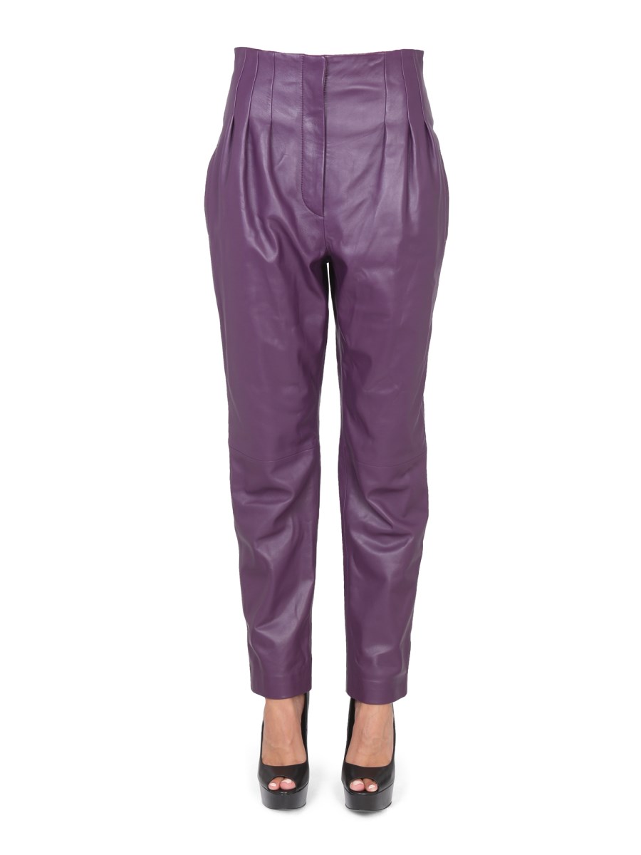 ALBERTA FERRETTI PANTALONE IN NAPPA CARROT FIT