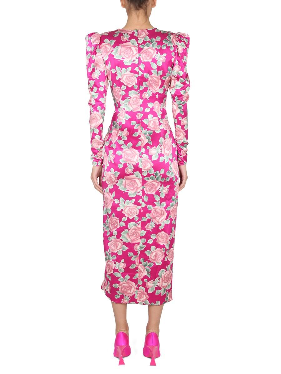 ALESSANDRA RICH ABITO IN SATIN CON MOTIVO FLOREALE