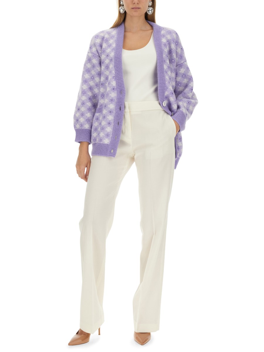 ALESSANDRA RICH CARDIGAN IN LANA CON SCOLLO A V