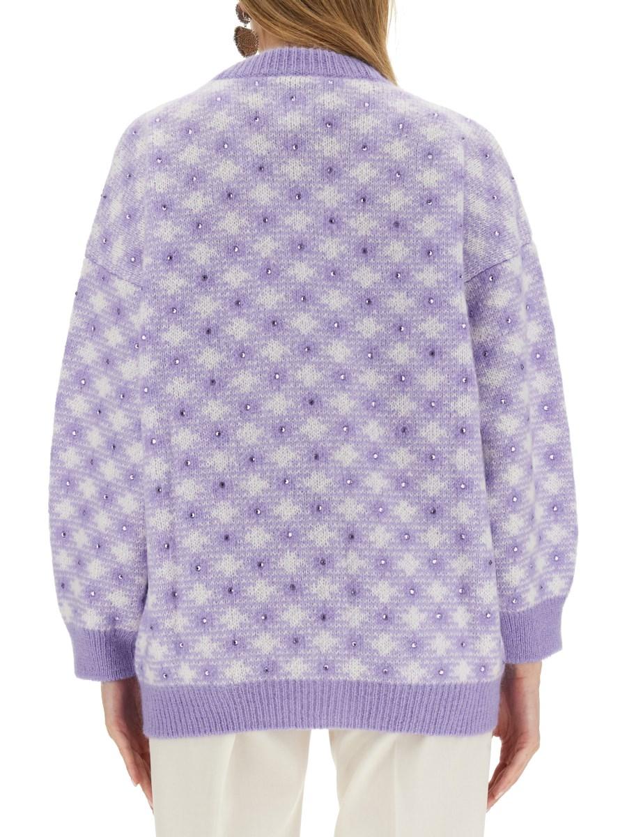 ALESSANDRA RICH CARDIGAN IN LANA CON SCOLLO A V