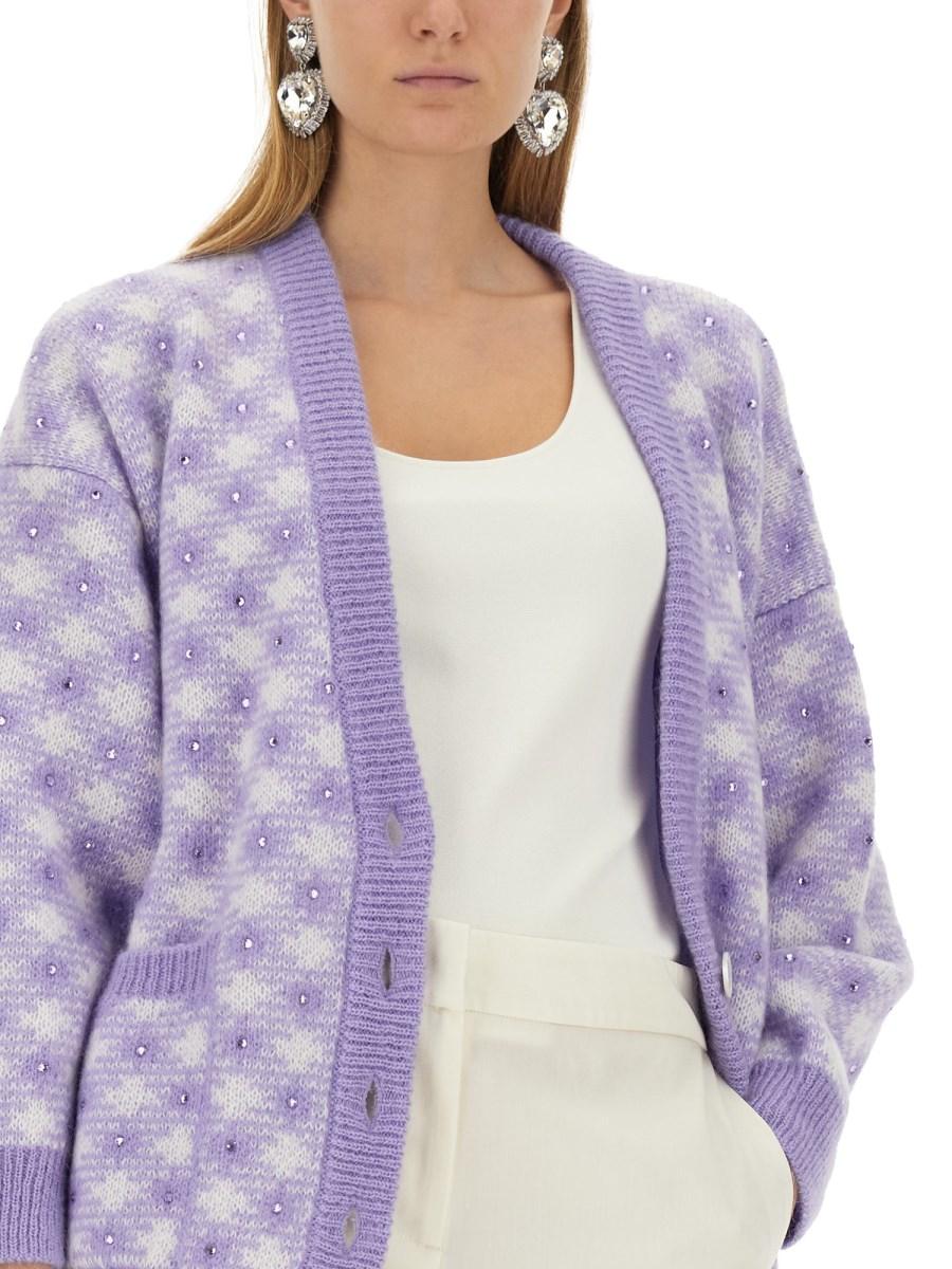 ALESSANDRA RICH CARDIGAN IN LANA CON SCOLLO A V