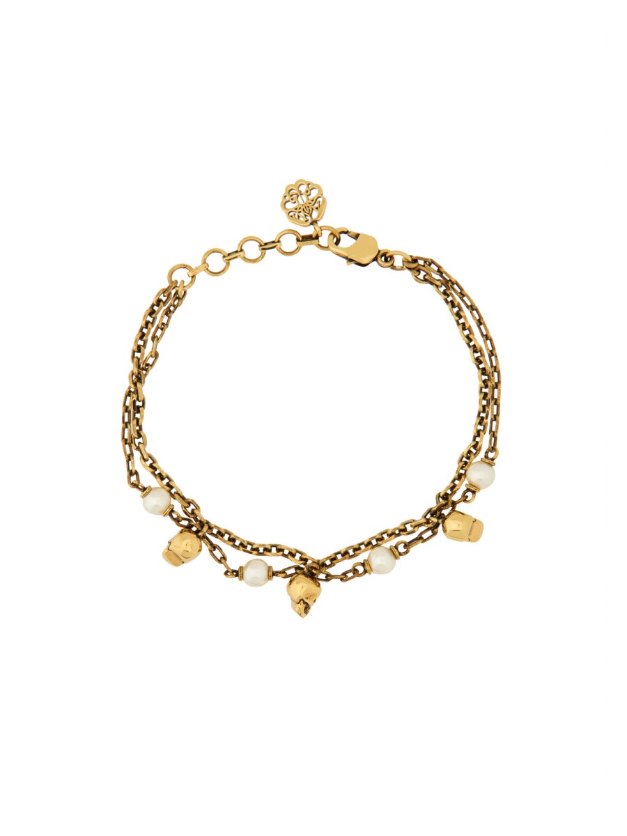 ALEXANDER McQUEEN BRACCIALE CON CATENA SKULL PEARL