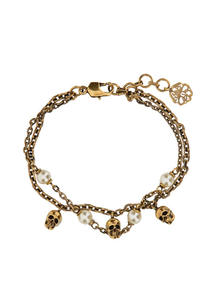 ALEXANDER McQUEEN BRACCIALE CON CATENA SKULL PEARL