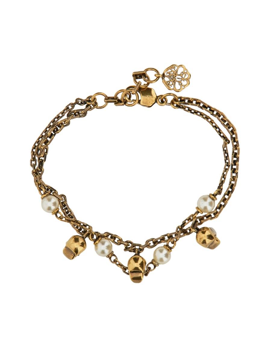 ALEXANDER McQUEEN BRACCIALE CON CATENA SKULL PEARL