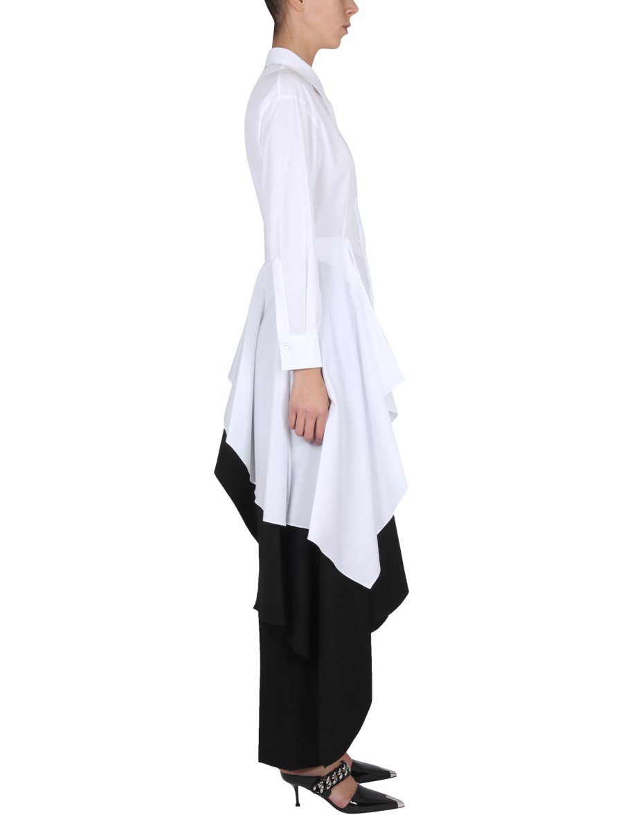 ALEXANDER McQUEEN CAMICIA ASYMMETRIC IN POPELINE