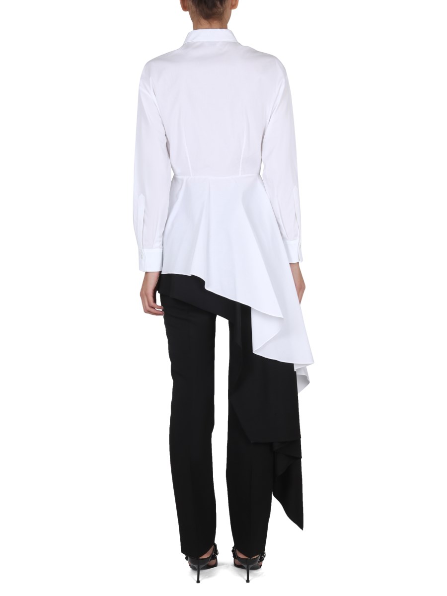 ALEXANDER McQUEEN CAMICIA ASYMMETRIC IN POPELINE