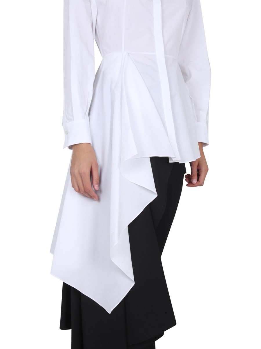 ALEXANDER McQUEEN CAMICIA ASYMMETRIC IN POPELINE