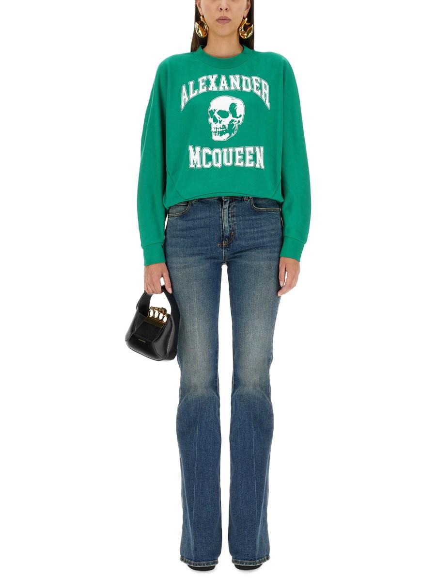 ALEXANDER McQUEEN FELPA VARSIITY SKULL IN COTONE