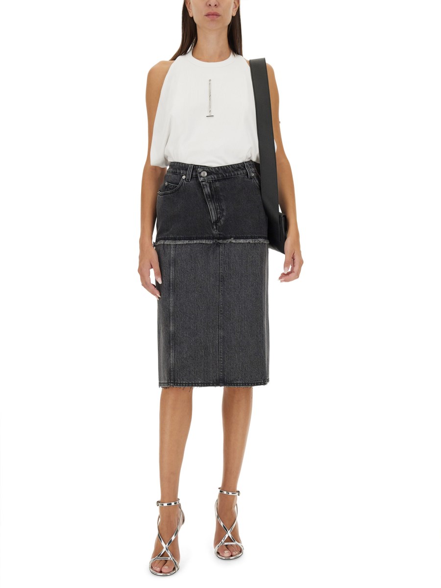 ALEXANDER McQUEEN GONNA IN DENIM BICOLORE