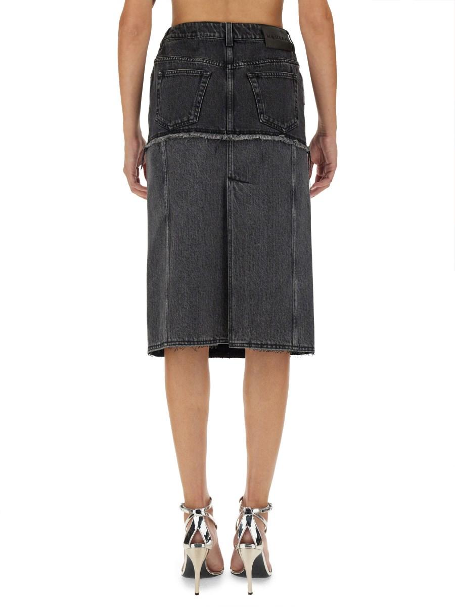 ALEXANDER McQUEEN GONNA IN DENIM BICOLORE