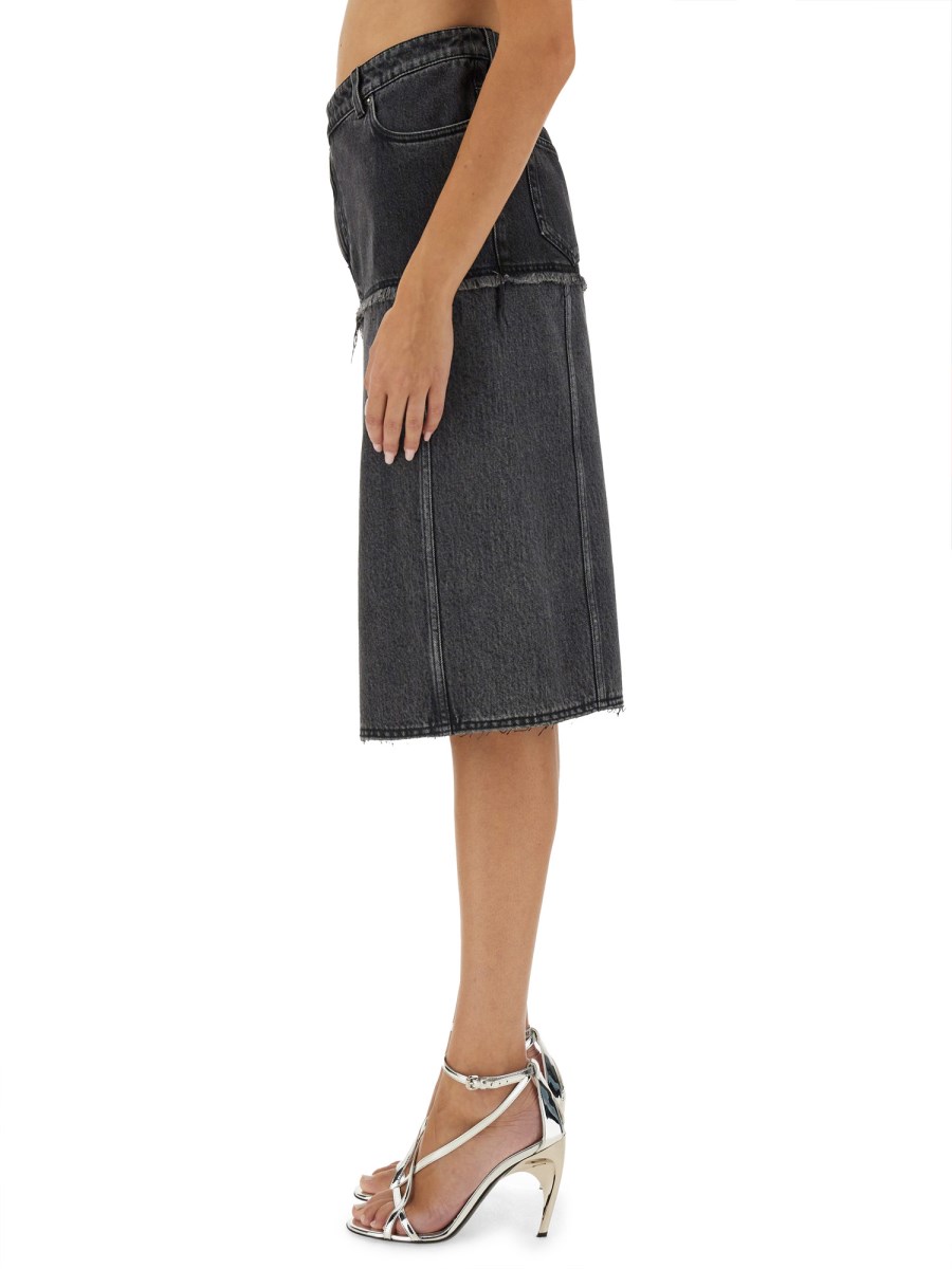 ALEXANDER McQUEEN GONNA IN DENIM BICOLORE