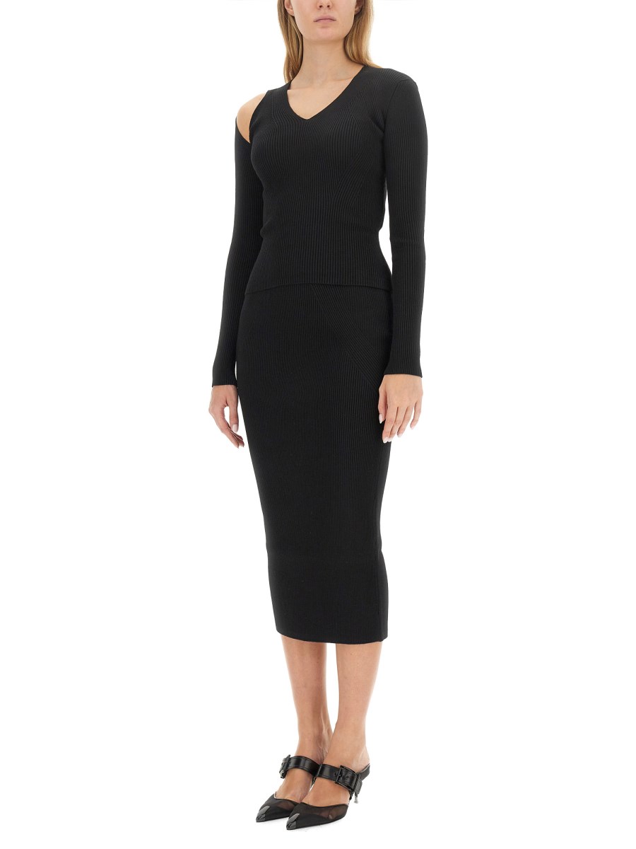 ALEXANDER McQUEEN MAGLIA CUT OUT IN LANA
