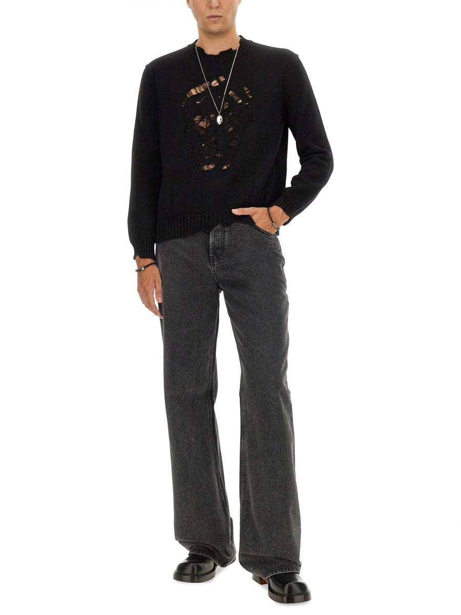 ALEXANDER McQUEEN MAGLIA "SKULL" EFFETTO CONSUMATO