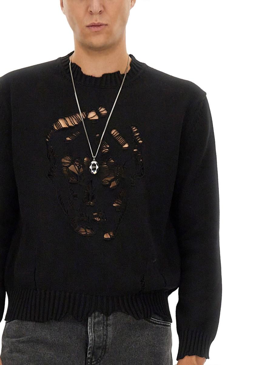 ALEXANDER McQUEEN MAGLIA "SKULL" EFFETTO CONSUMATO