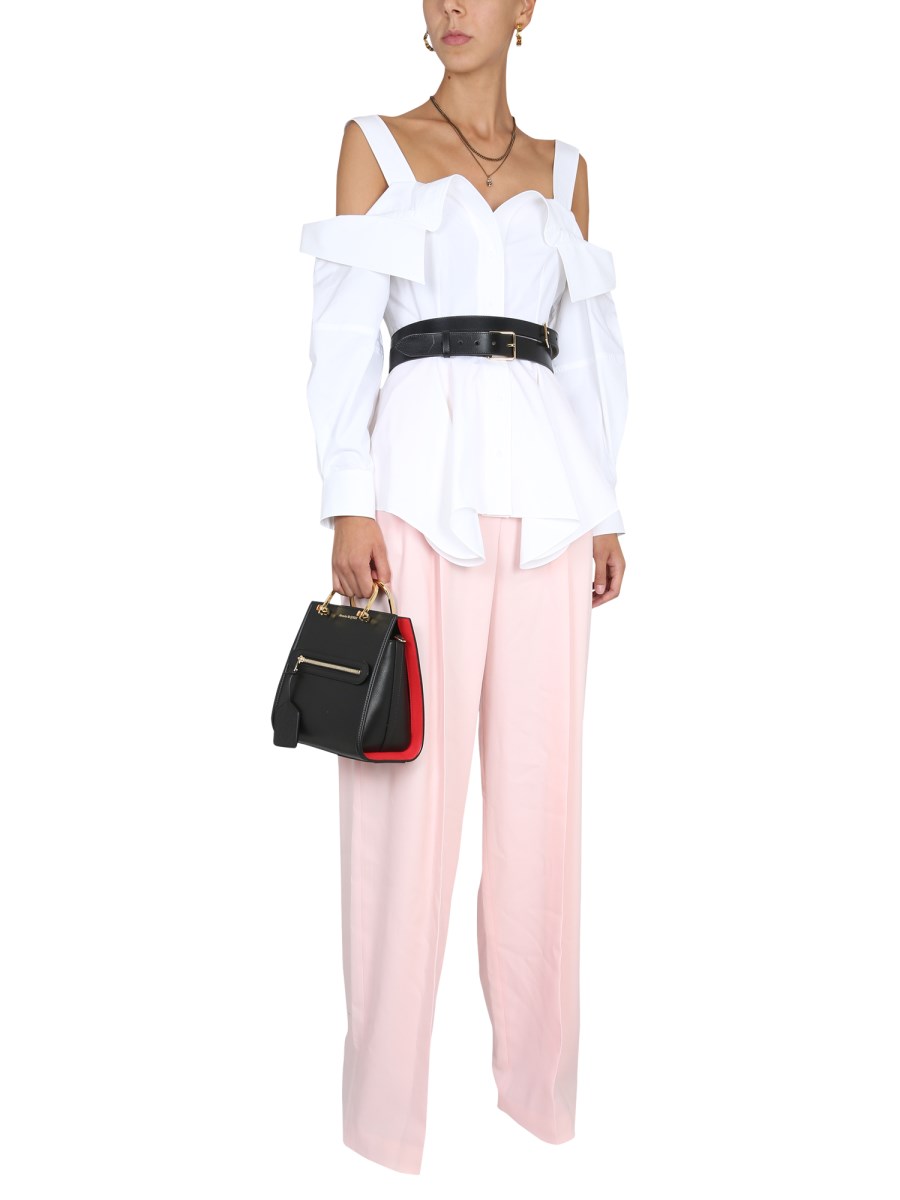 ALEXANDER McQUEEN PANTALONE WIDE LEG IN LANA