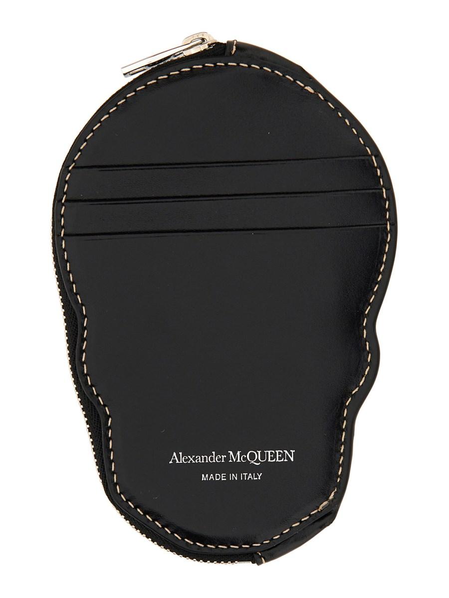 ALEXANDER McQUEEN PORTACARTE SKULL IN PELLE