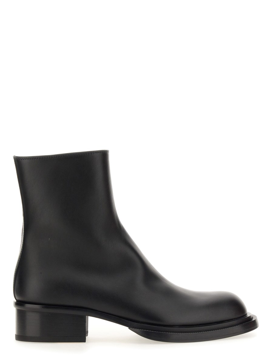 ALEXANDER McQUEEN STIVALETTO CUBANO STACK IN PELLE