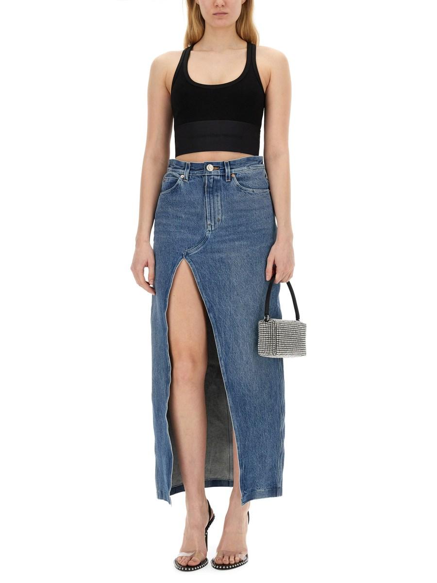 ALEXANDER WANG GONNA CON SPACCO IN DENIM DI COTONE