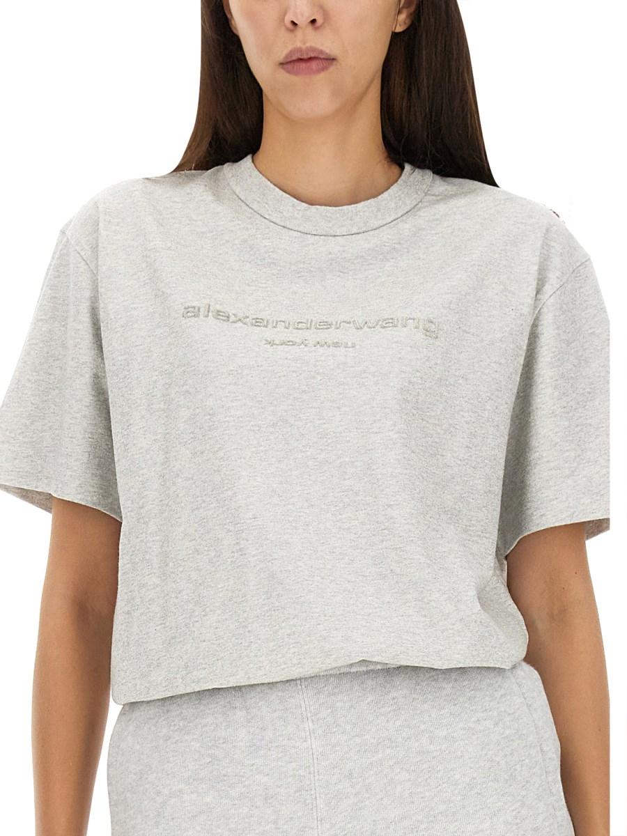 ALEXANDER WANG T-SHIRT IN COTONE CON LOGO