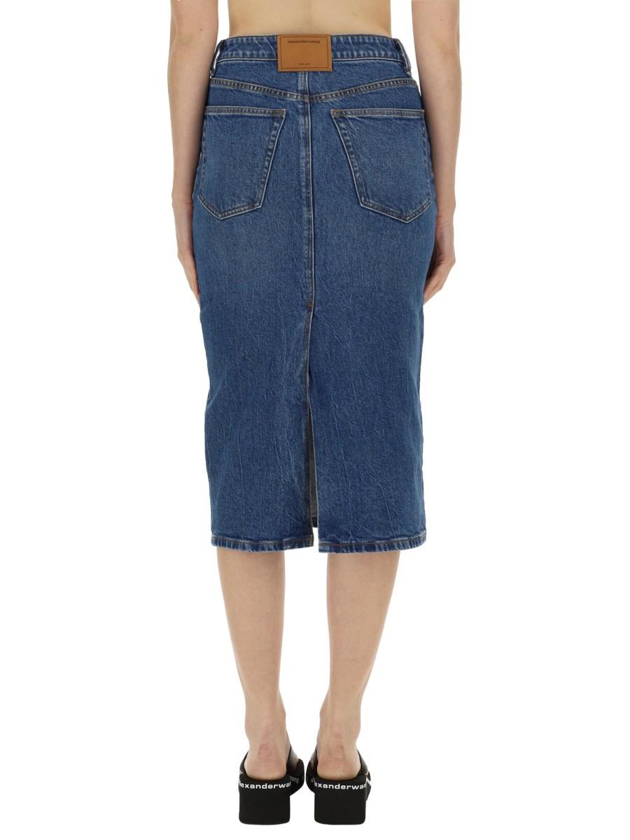 ALEXANDERWANG.T GONNA MIDI IN DENIM DI COTONE