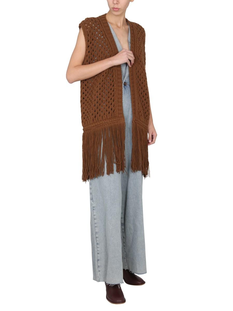 ALYSI GILET A RETE IN MISTO LANA