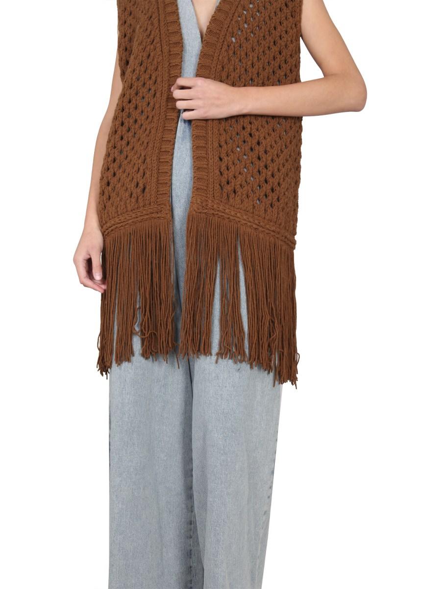 ALYSI GILET A RETE IN MISTO LANA