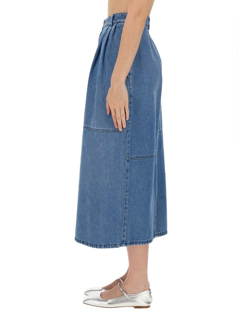 ALYSI GONNA MIDI IN DENIM DI COTONE