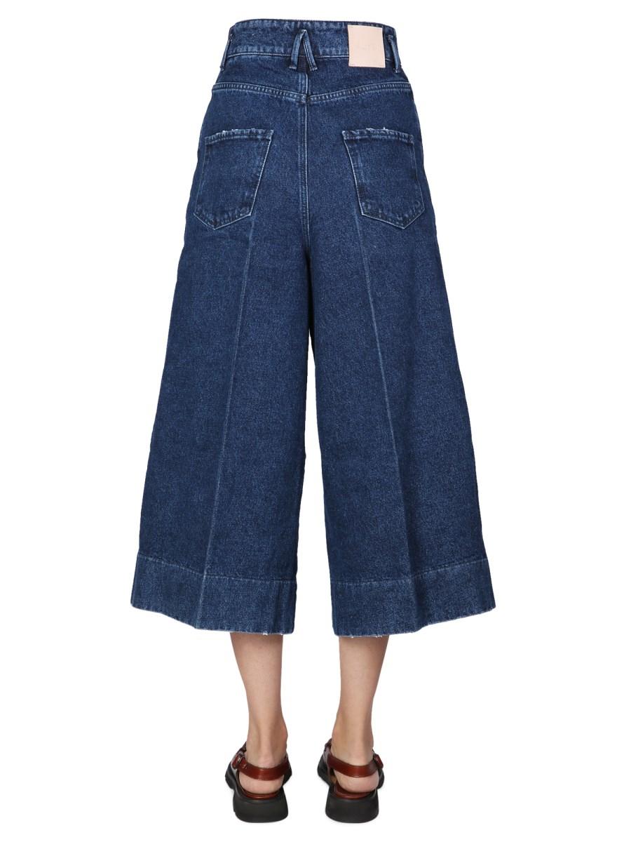 ALYSI JEANS WIDE LEG IN DENIM DI COTONE