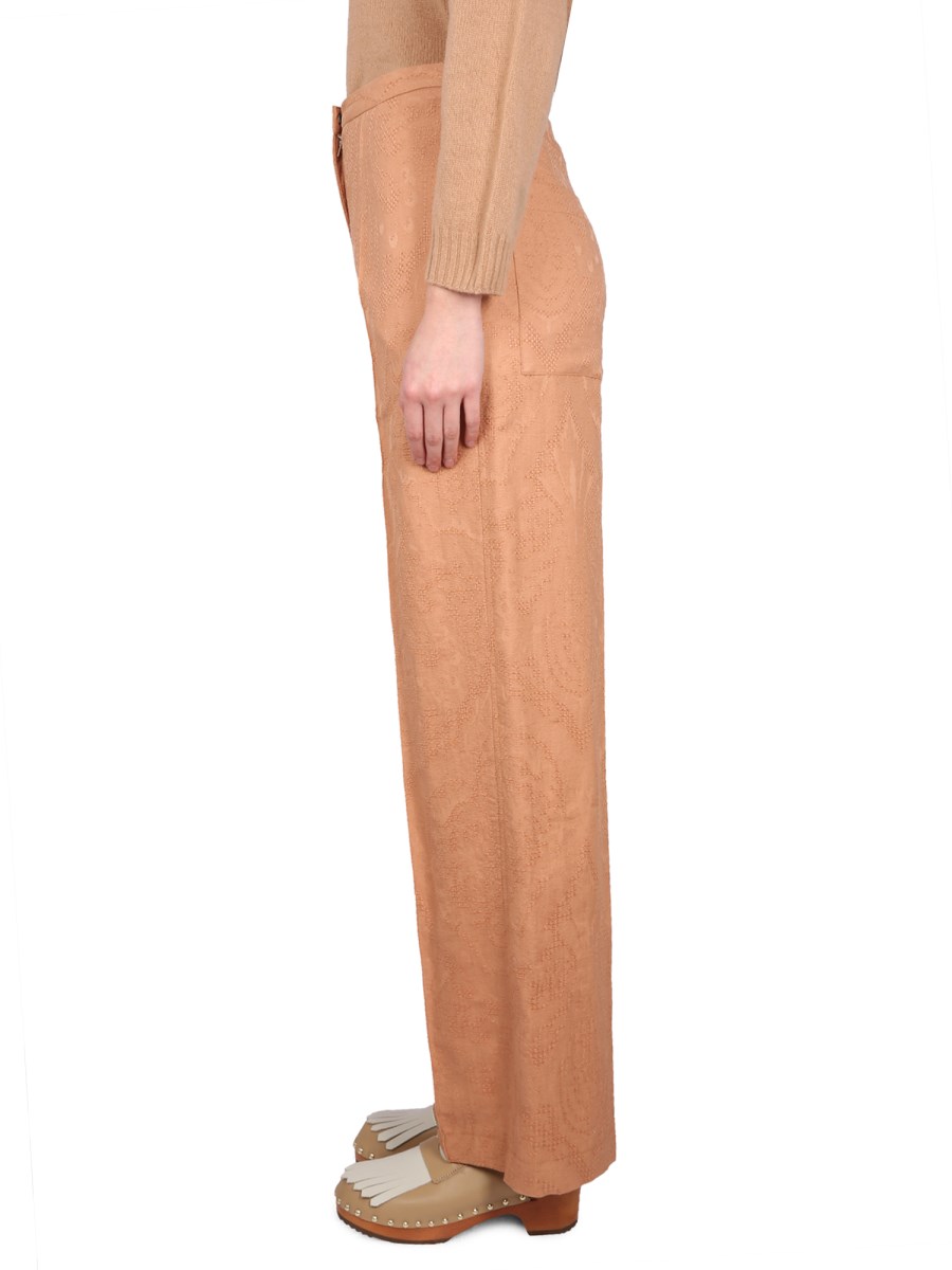 ALYSI PANTALONE AJOURE' IN MISTO COTONE E LINO