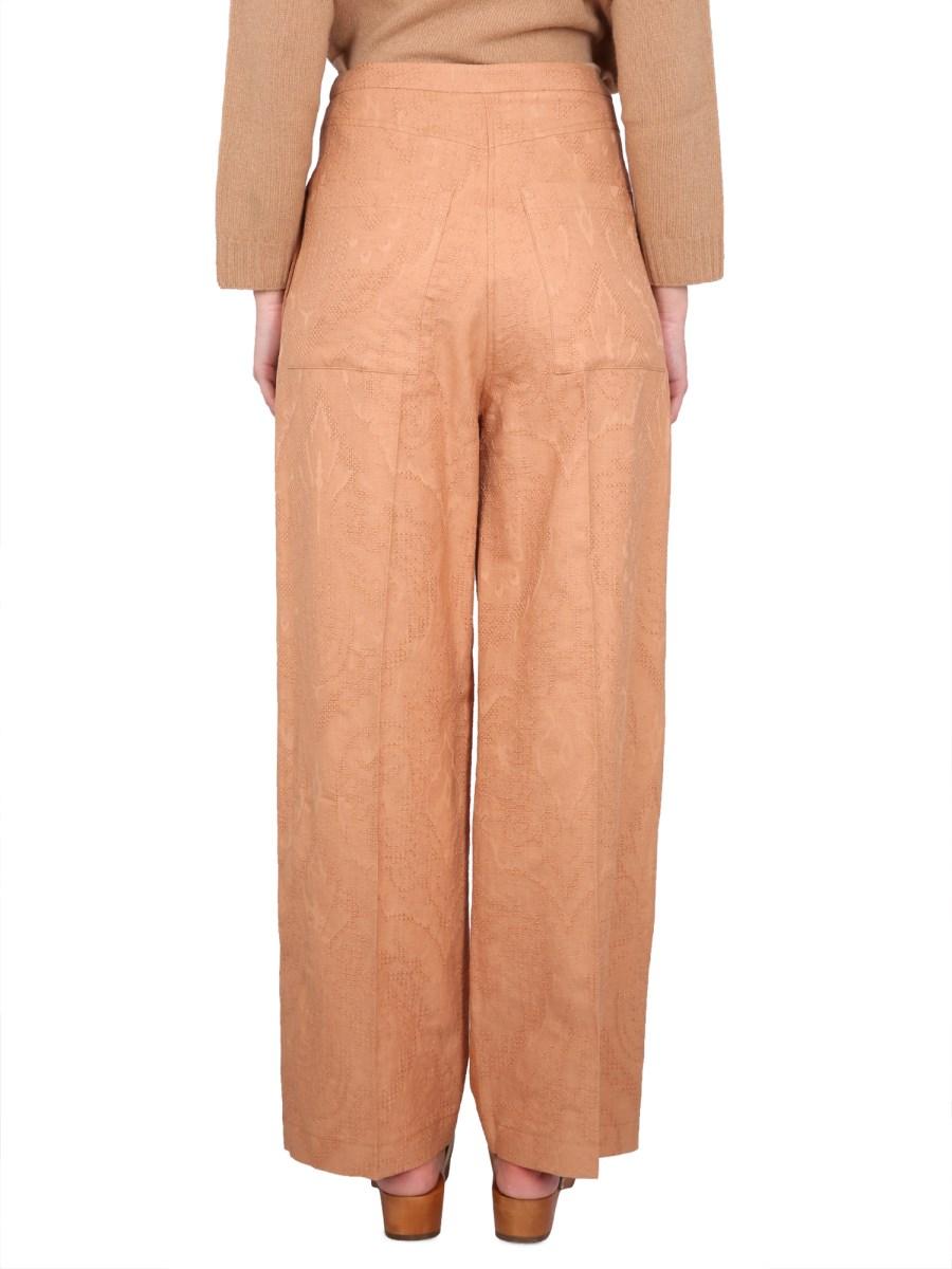 ALYSI PANTALONE AJOURE' IN MISTO COTONE E LINO