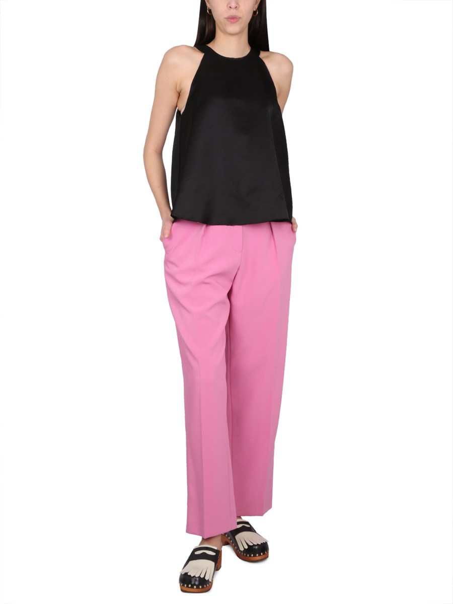 ALYSI TOP IN SATIN CON SCOLLO ALL'AMERICANA