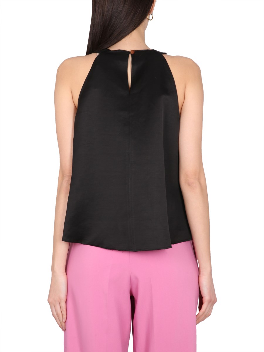 ALYSI TOP IN SATIN CON SCOLLO ALL'AMERICANA