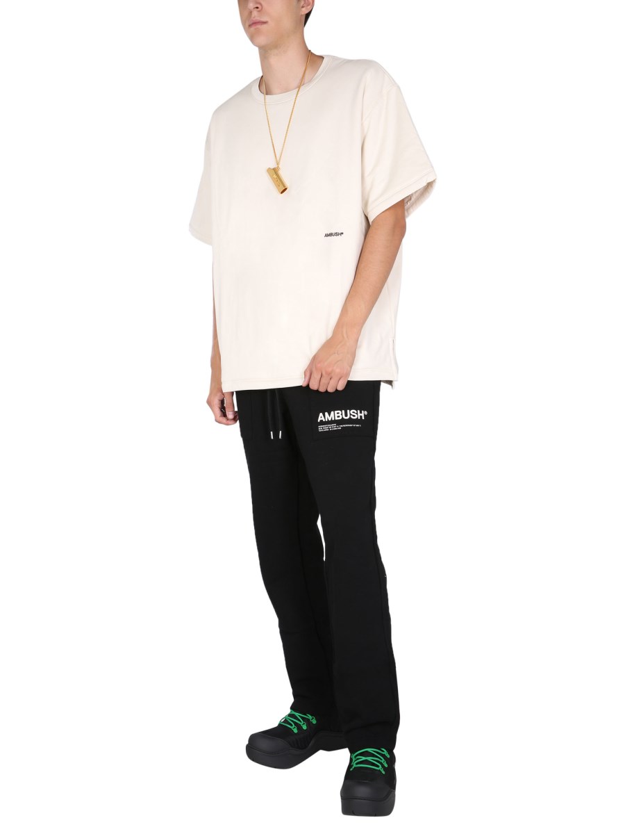 AMBUSH T-SHIRT IMBOTTITA IN COTONE CON RICAMO LOGO