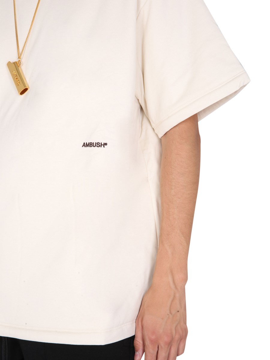 AMBUSH T-SHIRT IMBOTTITA IN COTONE CON RICAMO LOGO