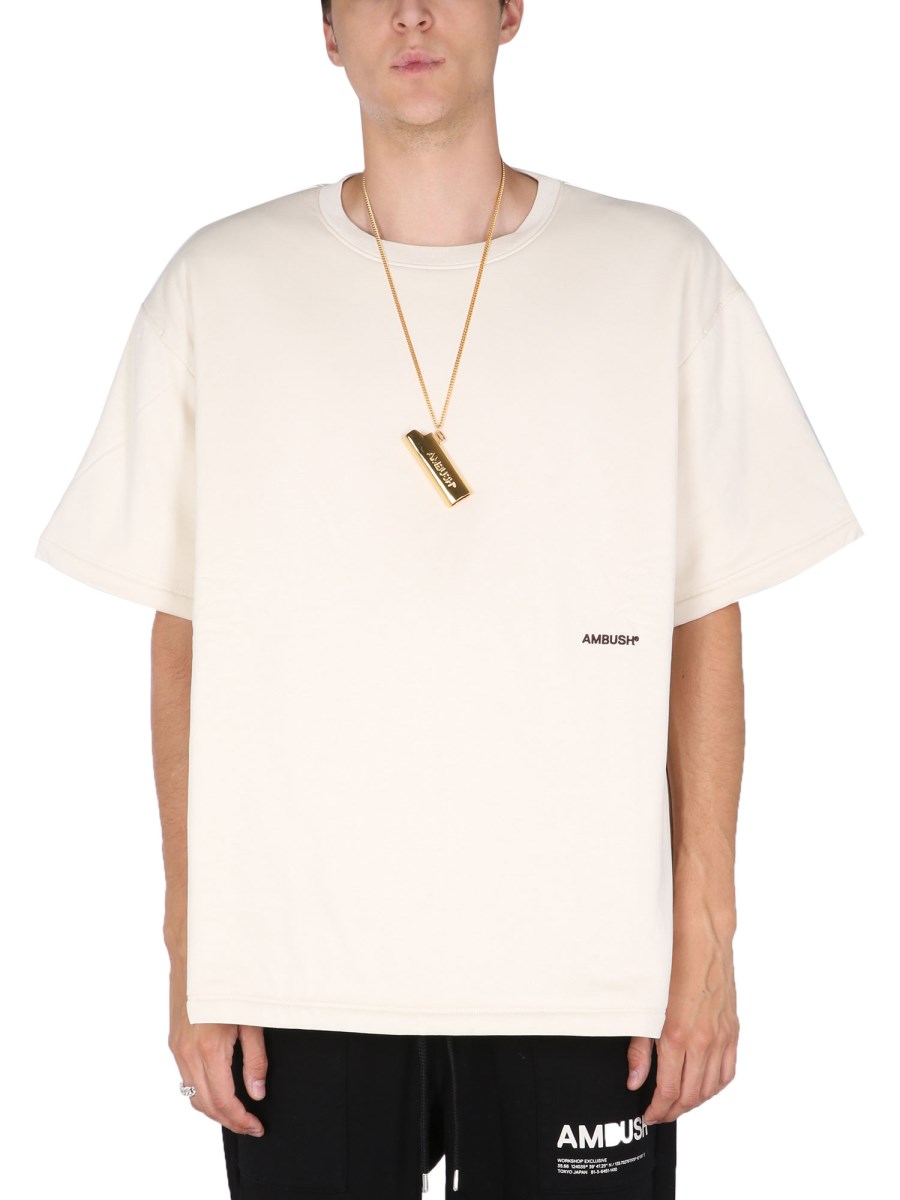 AMBUSH T-SHIRT IMBOTTITA IN COTONE CON RICAMO LOGO