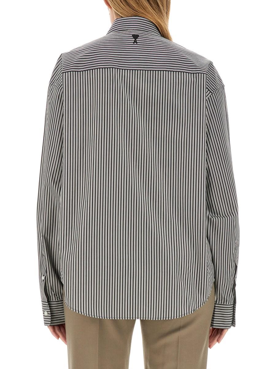 AMI PARIS CAMICIA IN POPELINE DI COTONE CON LOGO