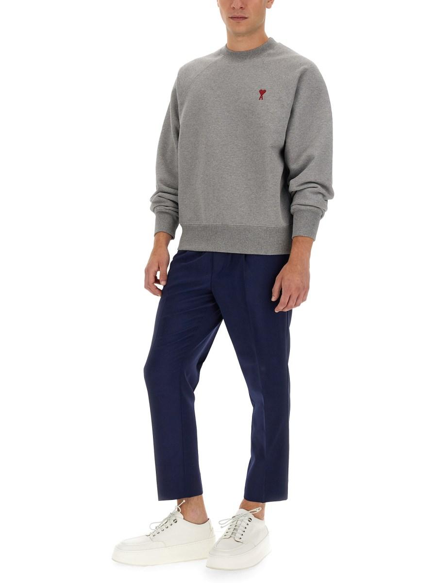AMI PARIS FELPA IN COTONE CON RICAMO LOGO