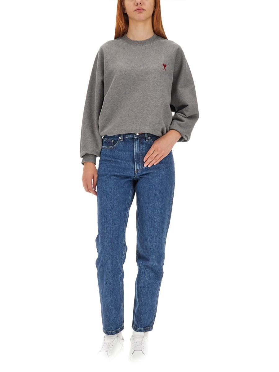 AMI PARIS FELPA IN COTONE CON RICAMO LOGO