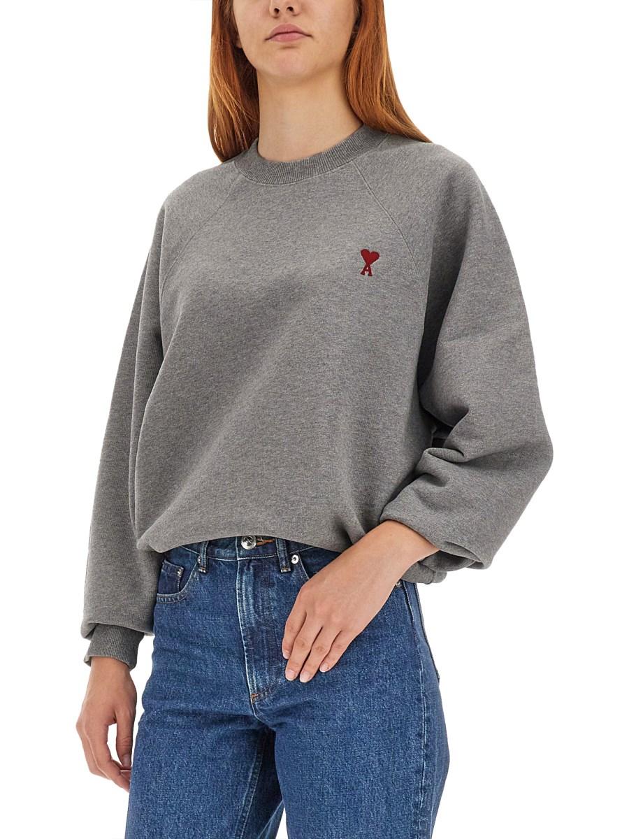 AMI PARIS FELPA IN COTONE CON RICAMO LOGO