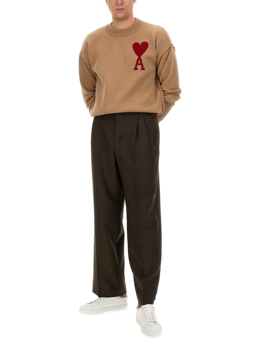 AMI PARIS MAGLIA IN LANA CON RICAMO LOGO