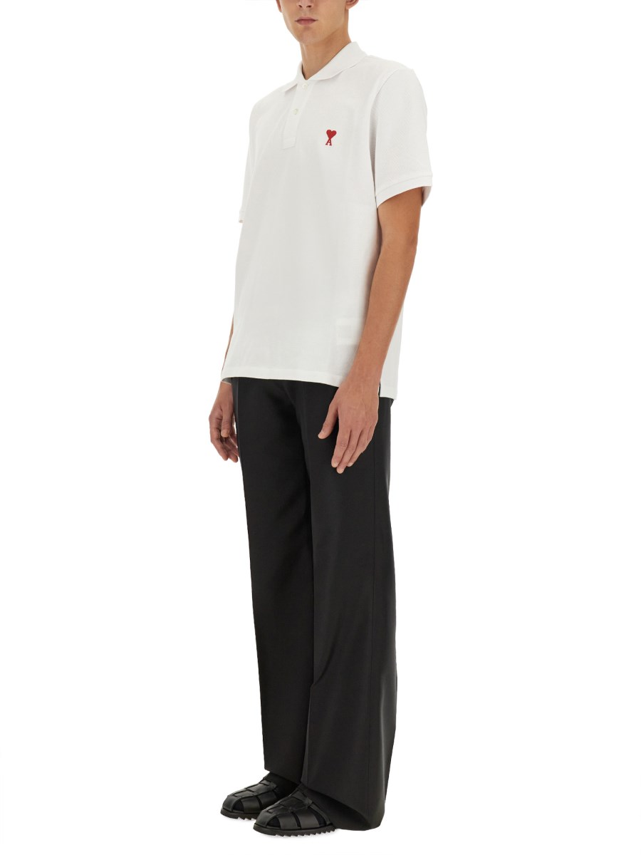 AMI PARIS POLO IN COTONE CON LOGO RICAMATO